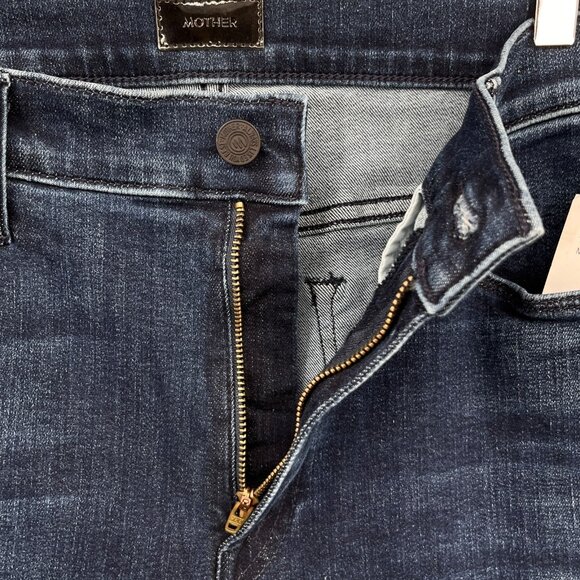 MOTHER The Weekender Fray Jeans Size 30 Flare Raw Hem Dark Wash USA Made - Picture 10 of 15